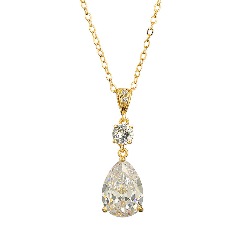Teardrop Main Diamond Double-Layer Pendant Necklace (Light Luxury Elegant Style Series)