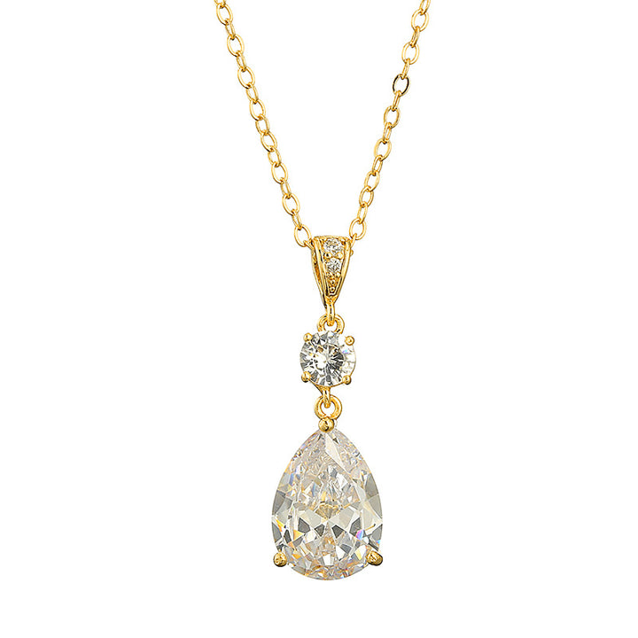 Teardrop Main Diamond Double-Layer Pendant Necklace (Light Luxury Elegant Style Series)