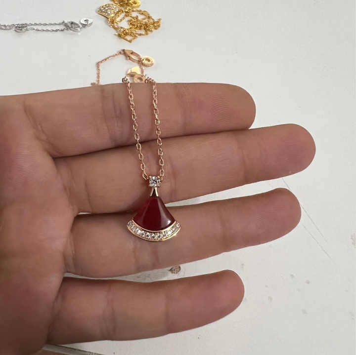 Luxury Skirt Shape Fan Necklace Set (High-End Pavé Gemstone Choker)