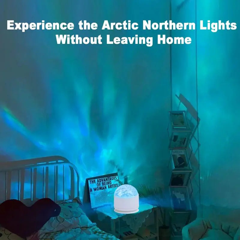 Aurora Water Wave Star Projector Light, USB Remote Control Dynamic Ocean Mood Night Lamp for Bedroom
