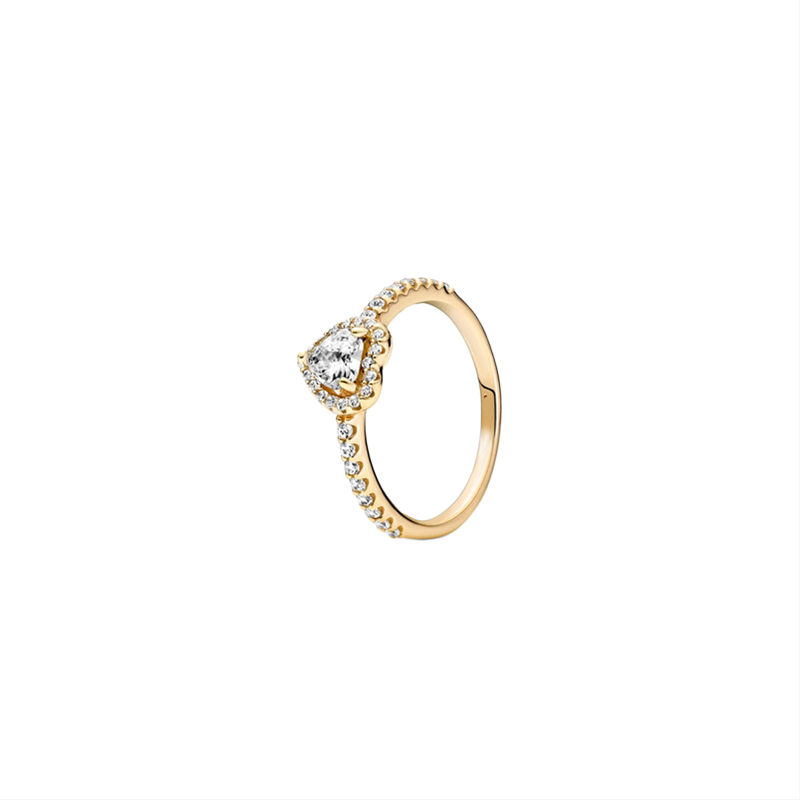 Heart-Cut Halo Half Pavé Ring (Multi-Color & Tone Options Luxury Women's Band)