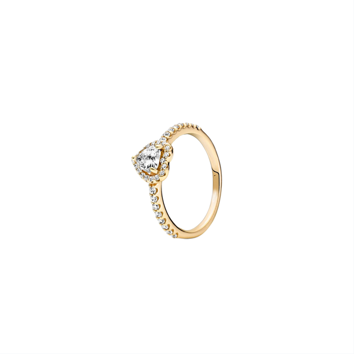 Heart-Cut Halo Half Pavé Ring (Multi-Color & Tone Options Luxury Women's Band)