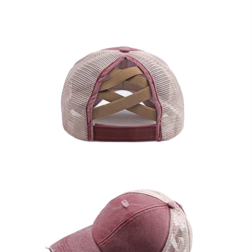 Vintage Distressed Patchwork Mesh Trucker Hat, Breathable Adjustable Curved Brim Baseball Cap for Men & Women