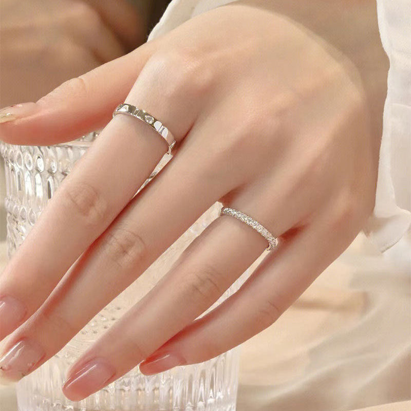 Minimalist Segmented Diamond Couple Rings (Luxury Daily Bond Style)