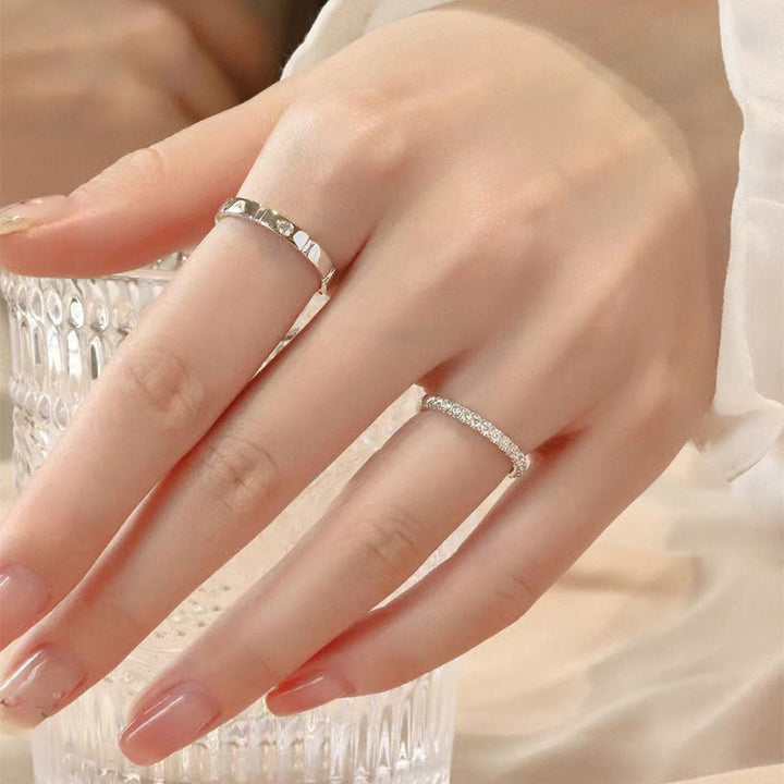 Minimalist Segmented Diamond Couple Rings (Luxury Daily Bond Style)