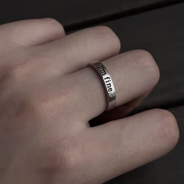 "I'm fine" Mantra Open Ring (Self-Care Minimalist Band)