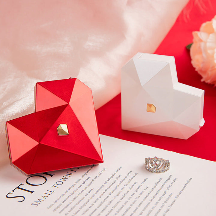 Diamond‑Cut Heart‑Shaped Jewelry Gift Box, Multiple‑Color Options