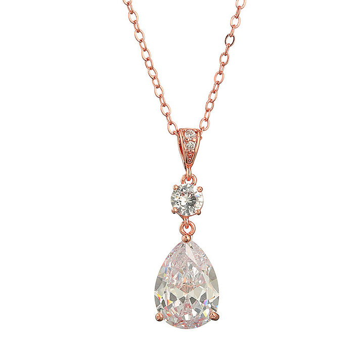 Teardrop Main Diamond Double-Layer Pendant Necklace (Light Luxury Elegant Style Series)