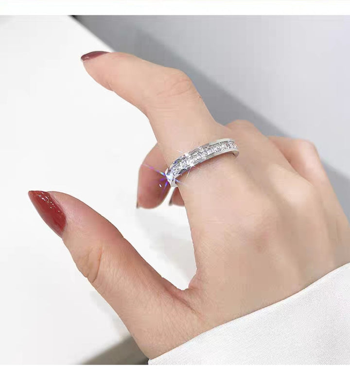 Princess Cut Single/Double Row Pave Band Ring (3 Colors Luxury Statement Ring)