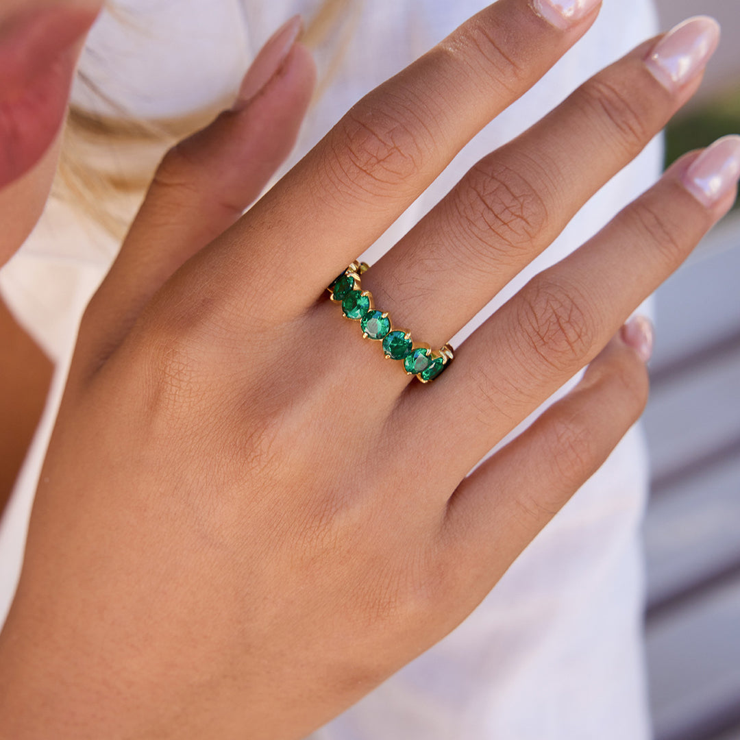 Rainbow Multi-Color Diamond Eternity Band (5 Colors Delicate Luxury Statement Ring)