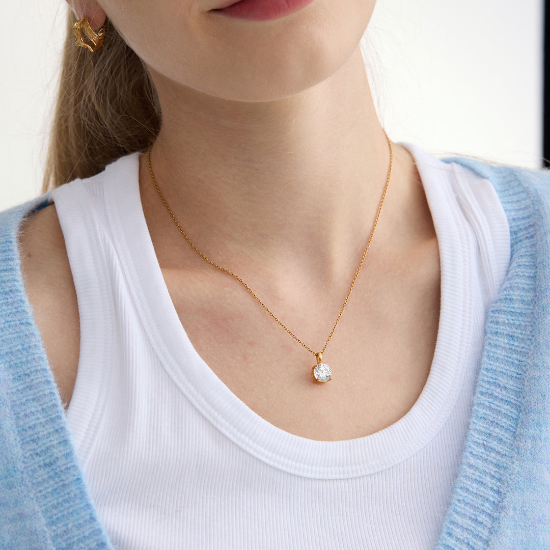 Gold Plated Geometric Diamond Necklace Set (Light Luxury Niche Multi-Style Clavicle Chain Collection)