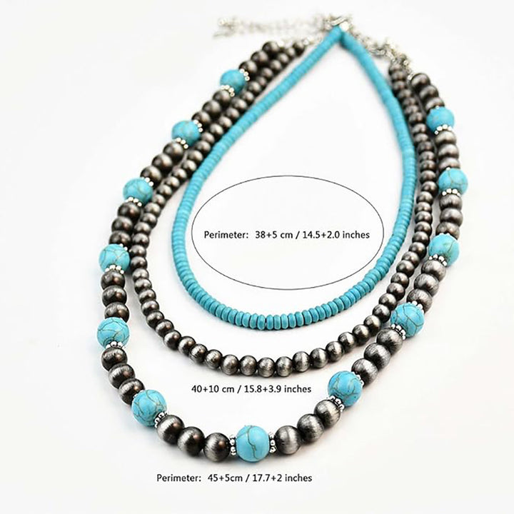 Bohemian Turquoise Multi-Layer Beaded Necklace (Vintage Ethnic Clavicle Chain)