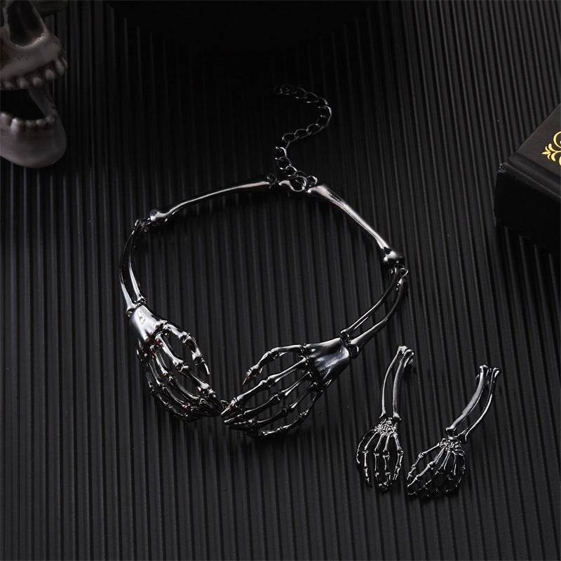 Skeleton Hand Jewelry Set, Necklace & Earrings
