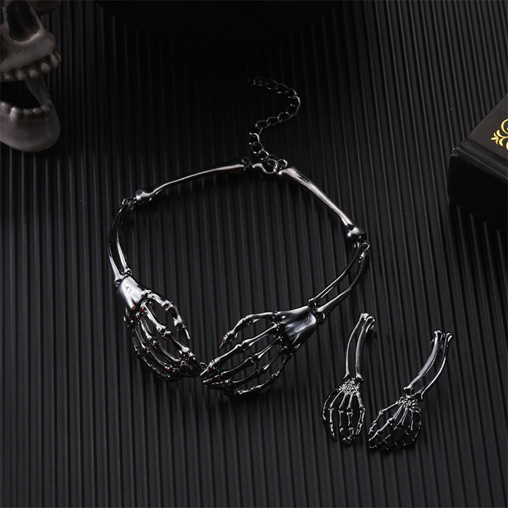 Skeleton Hand Jewelry Set, Necklace & Earrings