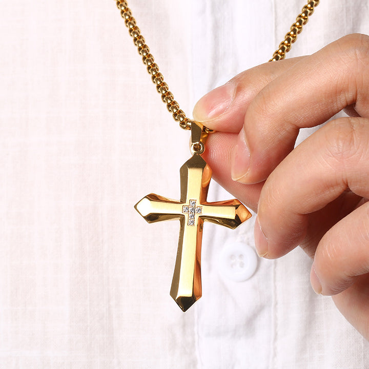 Geometric Cross Pendant Necklace (Men's Fashion · Minimal Luxury Faith Style)