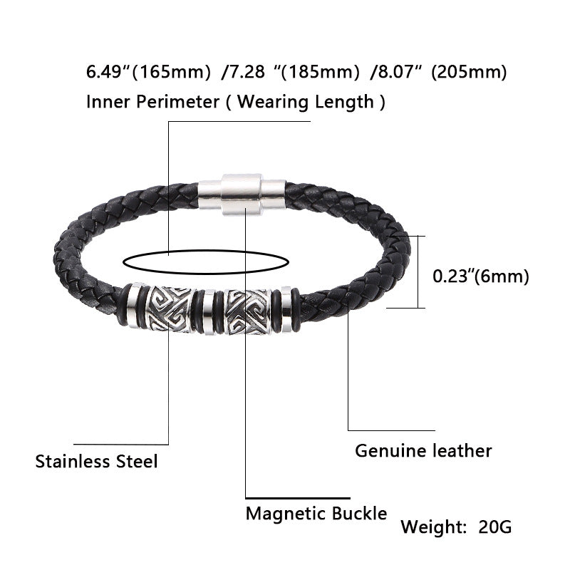 Titanium Steel & Genuine Leather Braided Bracelet · Trendsetter Essential