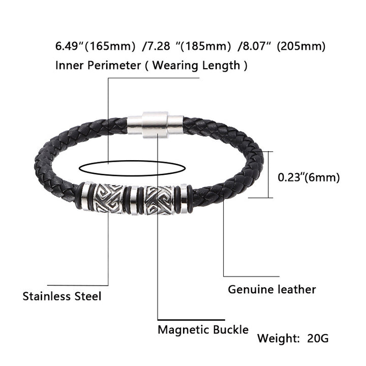Titanium Steel & Genuine Leather Braided Bracelet · Trendsetter Essential