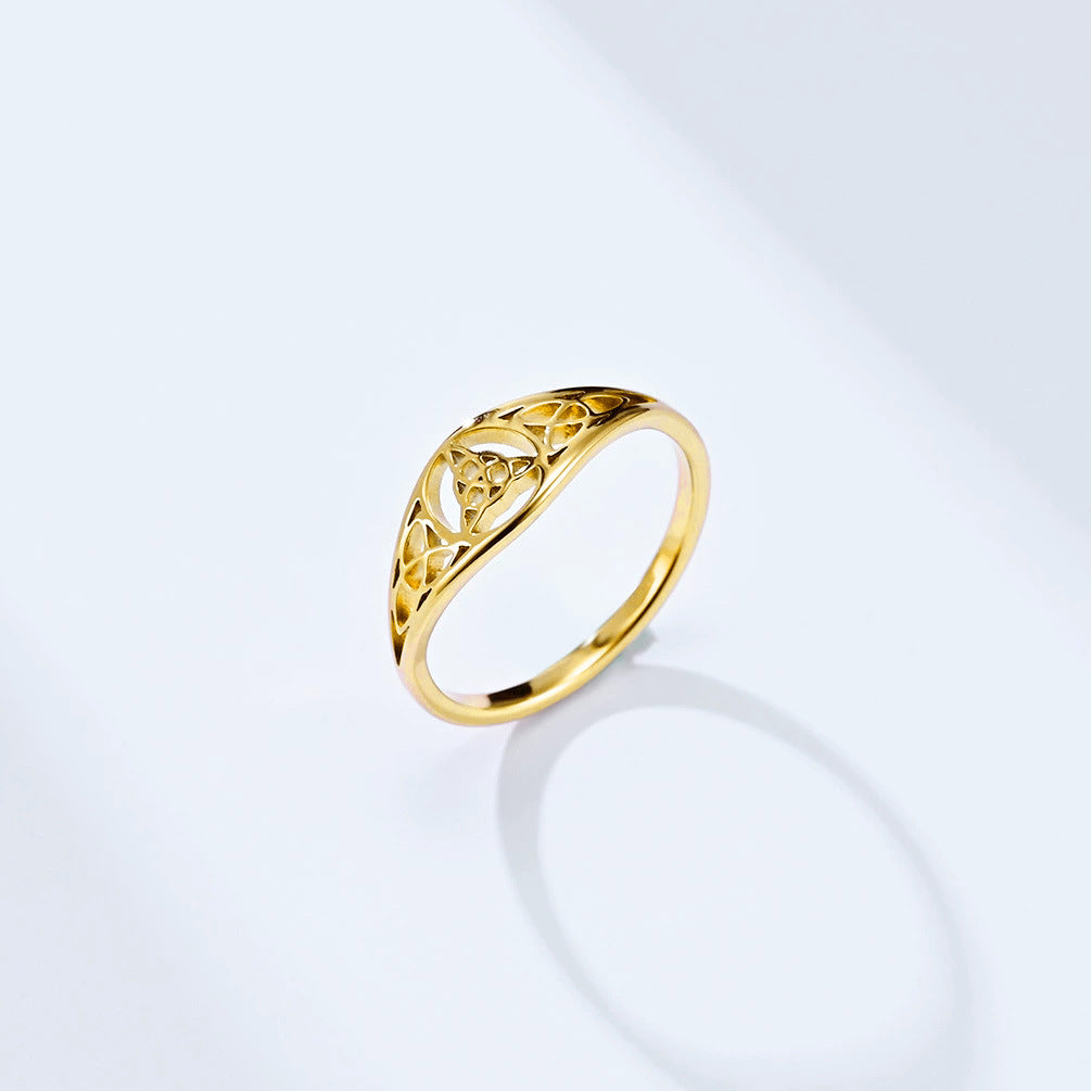 Titanium Steel Celtic Knot Hollow Ring (Retro Ethnic Style)
