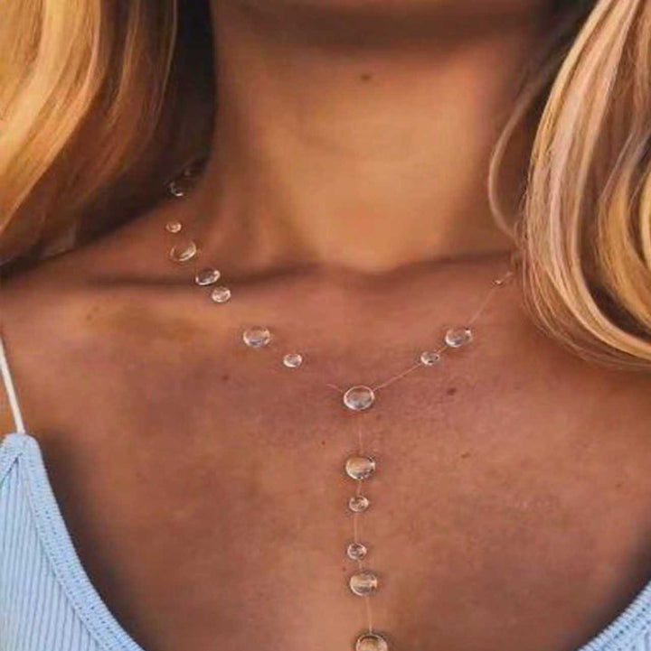 Invisible Fish Line Teardrop Diamond Y-Shaped Collarbone Necklace