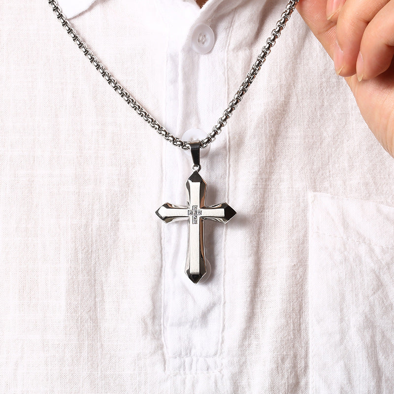 Geometric Cross Pendant Necklace (Men's Fashion · Minimal Luxury Faith Style)