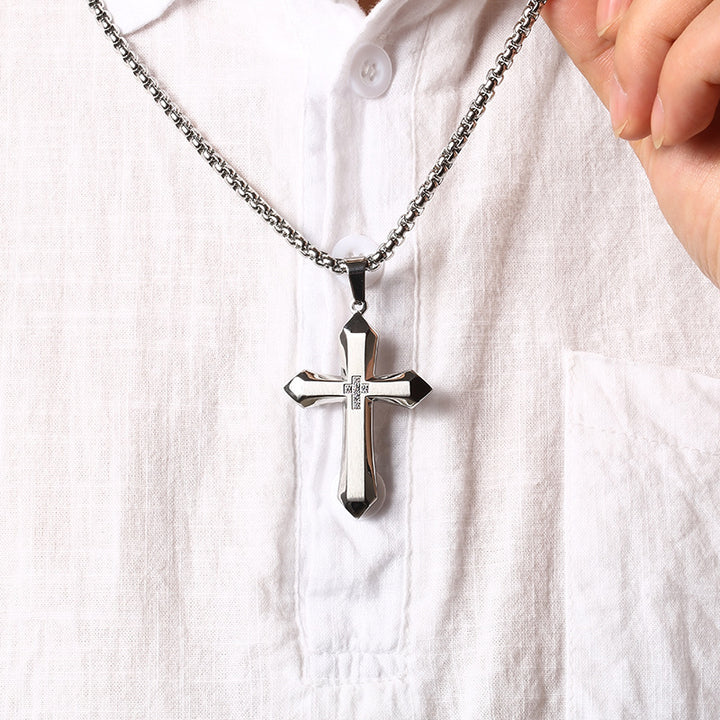 Geometric Cross Pendant Necklace (Men's Fashion · Minimal Luxury Faith Style)