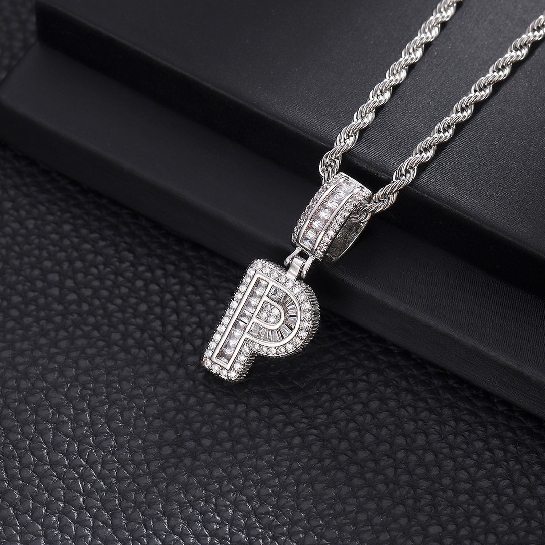 Full-Diamond Letter Cuban Link Necklace (26 Letters Optional | Gold/Silver Dual Tone)