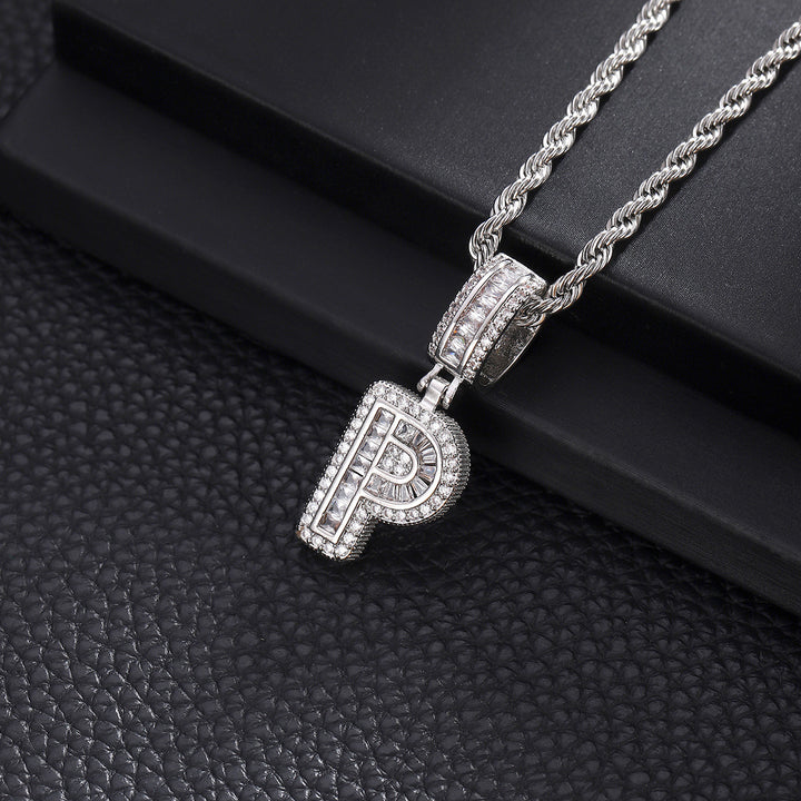 Full-Diamond Letter Cuban Link Necklace (26 Letters Optional | Gold/Silver Dual Tone)