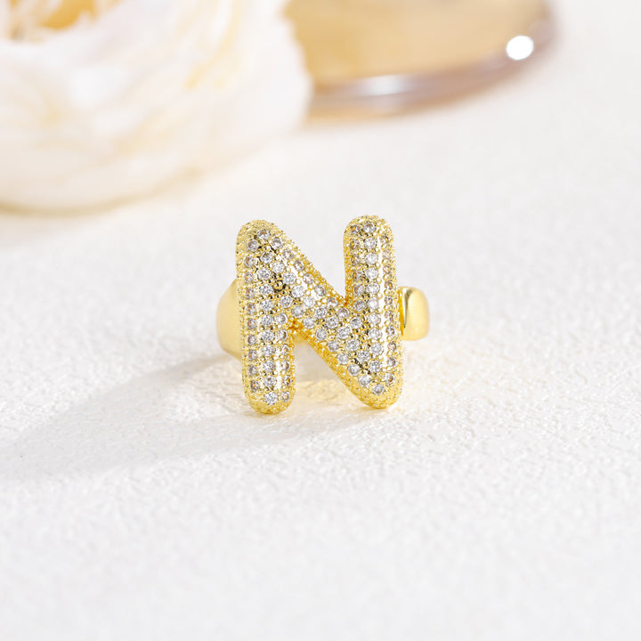 Bubble Letter Full-diamond Open Ring