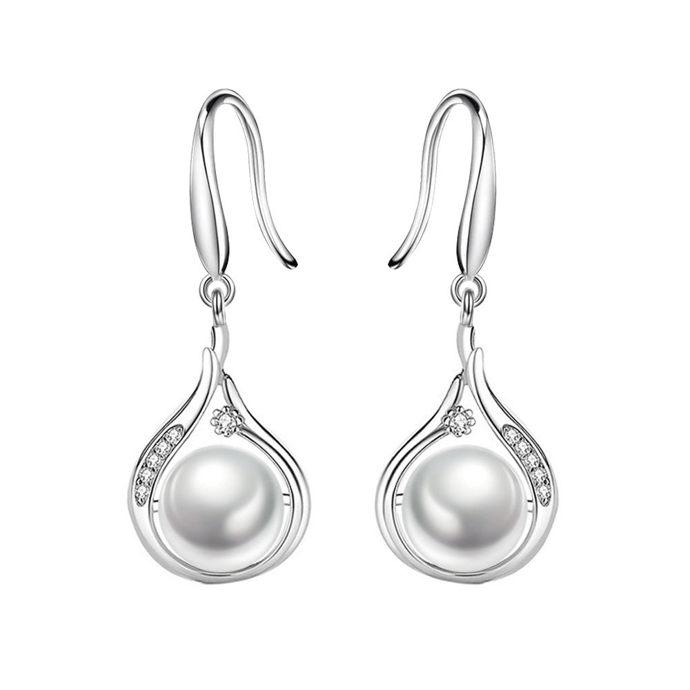 Teardrop Pearl Light Luxury Jewelry Set (Necklace + Drop Earrings)