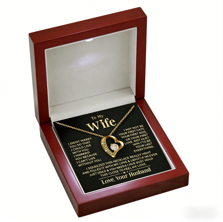 "To My Wife" Double Heart Diamond-Studded Necklace (Couple Memorial Confession Style)