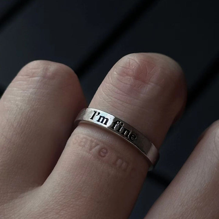 "I'm fine" Mantra Open Ring (Self-Care Minimalist Band)