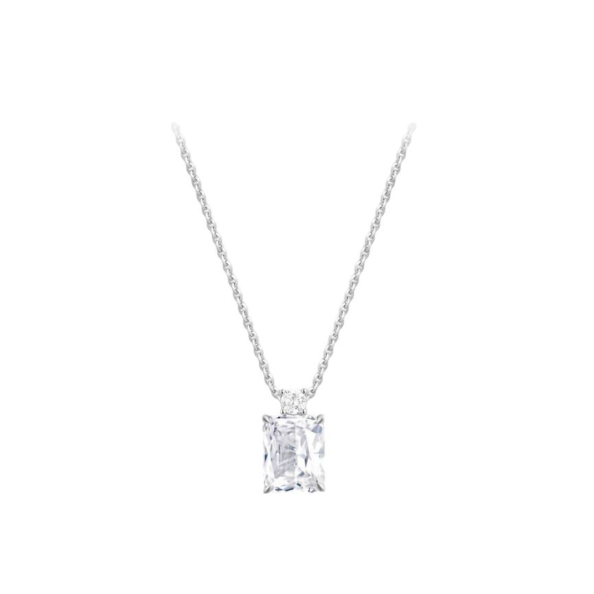 Emerald‑Cut Two‑Stone Pendant Necklace, Two‑Color Options