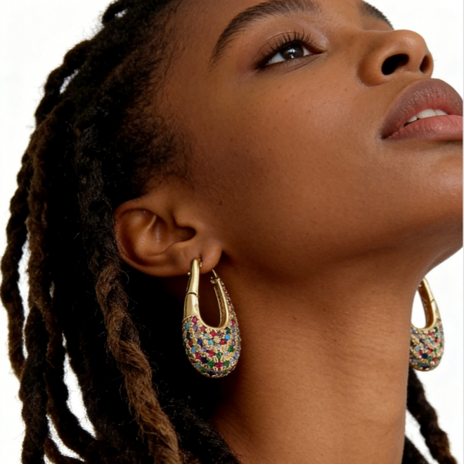 Pavé U-Shaped Hoop Earrings (Luxury Vintage Statement Earrings)