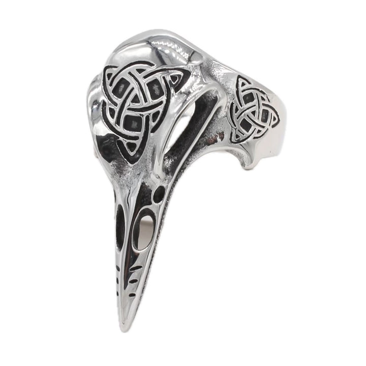 Viking Celtic Knot Raven Skull Hollow Ring, S925 Silver Dark Nordic Myth Unisex Band, 3 Colors Available