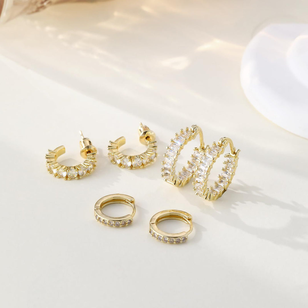 Multi-Size Pavé C-Huggie Earring Set (Luxury Classic Versatile Earrings)