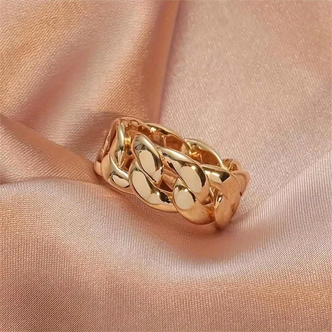 Minimalist 925 silver Cuban Chain Ring, Gold & Silver Neutral Street Trend Wide Band