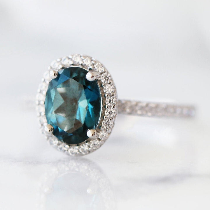 Oval‑Cut Centre Stone Halo Pave Ring For Women