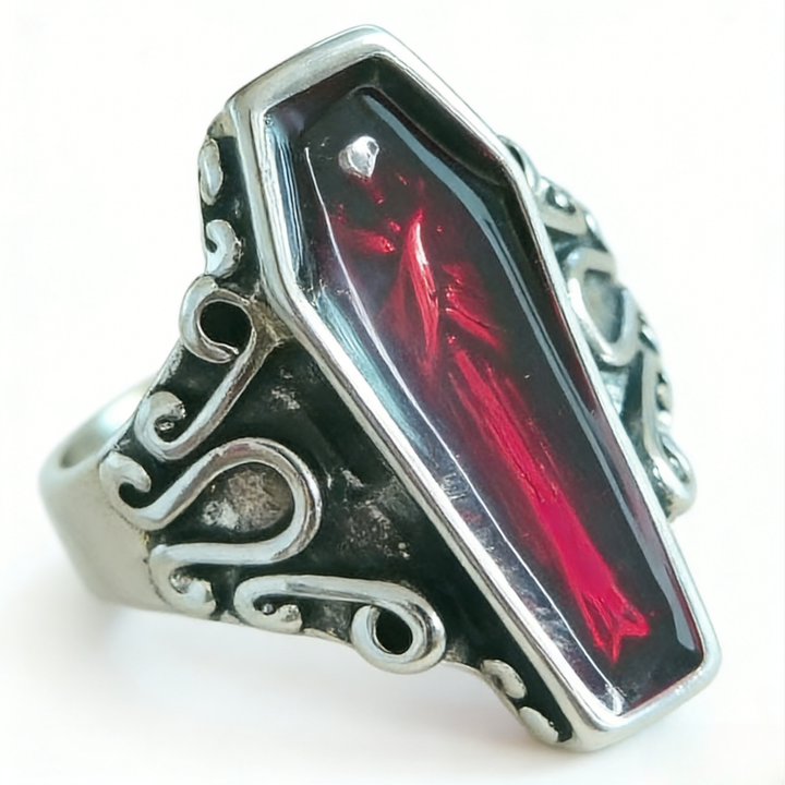 Vampire Coffin Vintage Ring (Gothic Edgy Niche Statement Band)