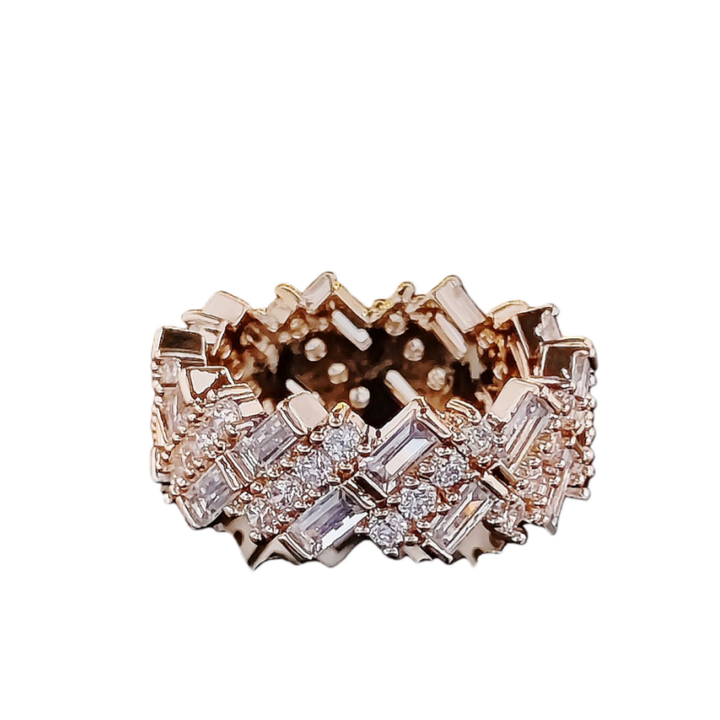 Baguette & Round Diamond Full Eternity Ring (Avant-Garde Luxury Shimmer Style)