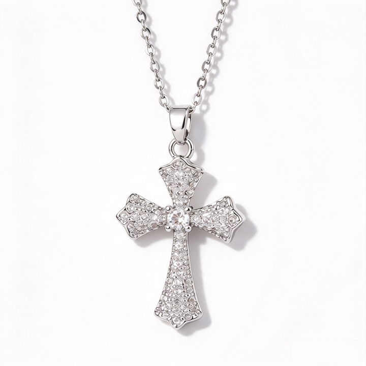 Full Paved Diamond Cross Necklace