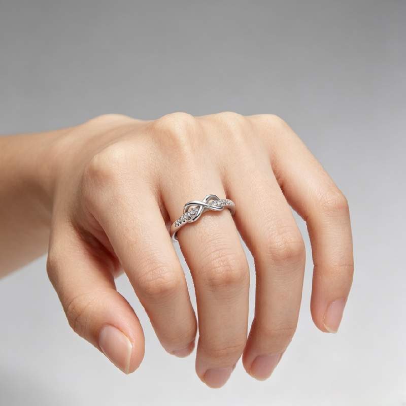 Infinity Knot Diamond Stackable Ring (Multi-Color Delicate Luxury Band)