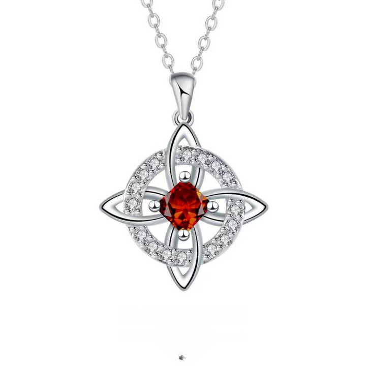 Witch's Knot Birthstone Necklace (12 Colors Silver Tone Pendant)