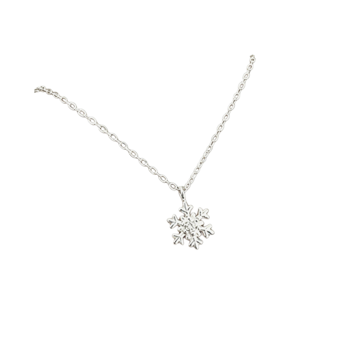 Snowflake Pendant Necklace (Silver-Tone Delicate Choker)