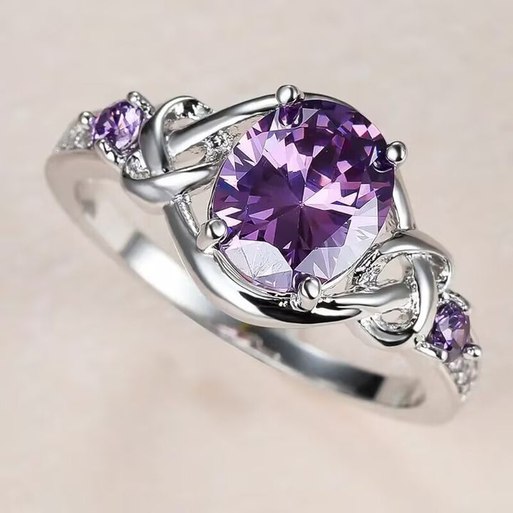 Celtic Knot Purple Diamond S925 Silver Women Ring