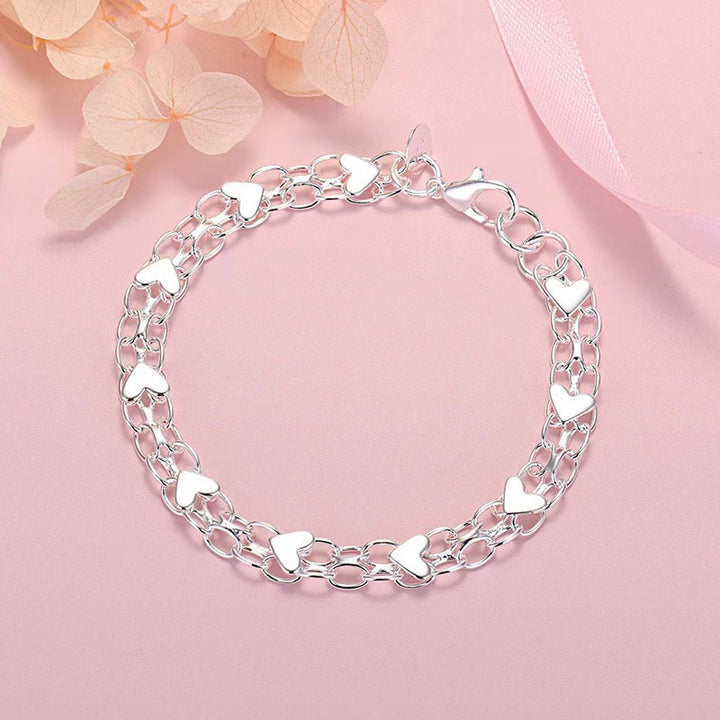 Double Layer Heart Bracelet Set (Light Luxury Sweet Wristband)