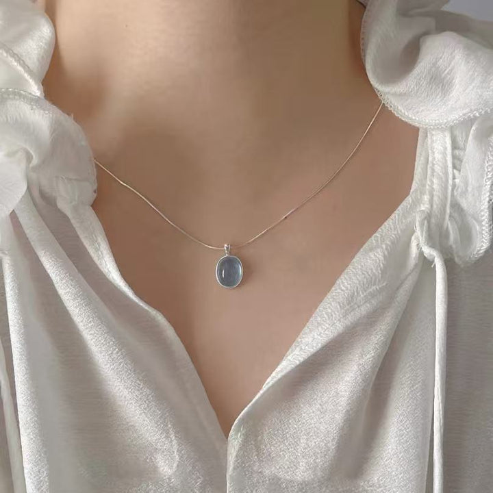 Oval Gemstone Choker Set (Light Luxury Niche Fresh Necklace)