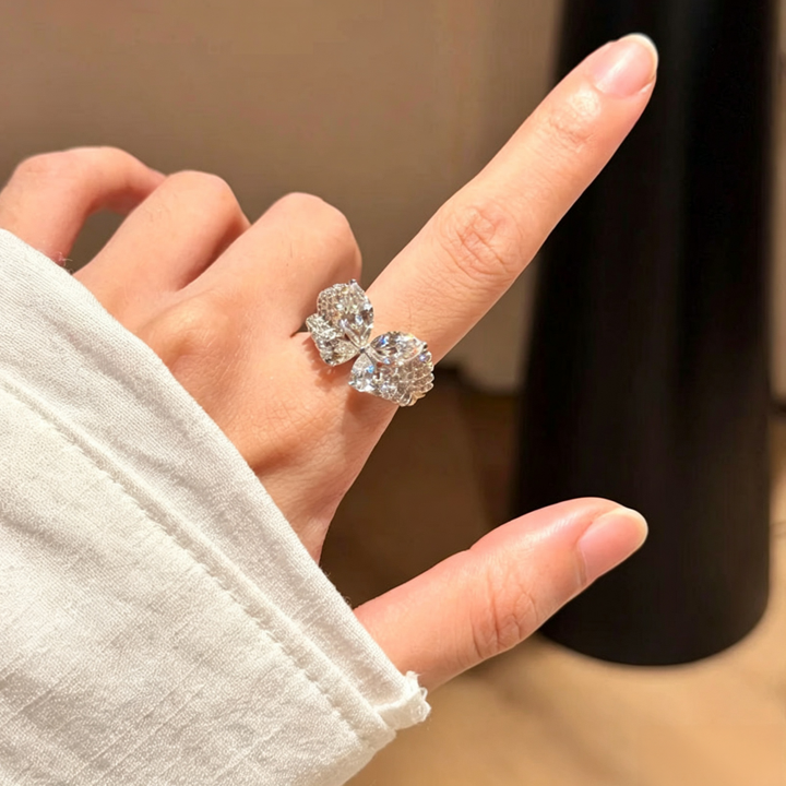 S925 Silver Pave‑Set Butterfly Wing Ring, Gorgeous Heavy‑Duty Stackable Sparkling Ring for Women