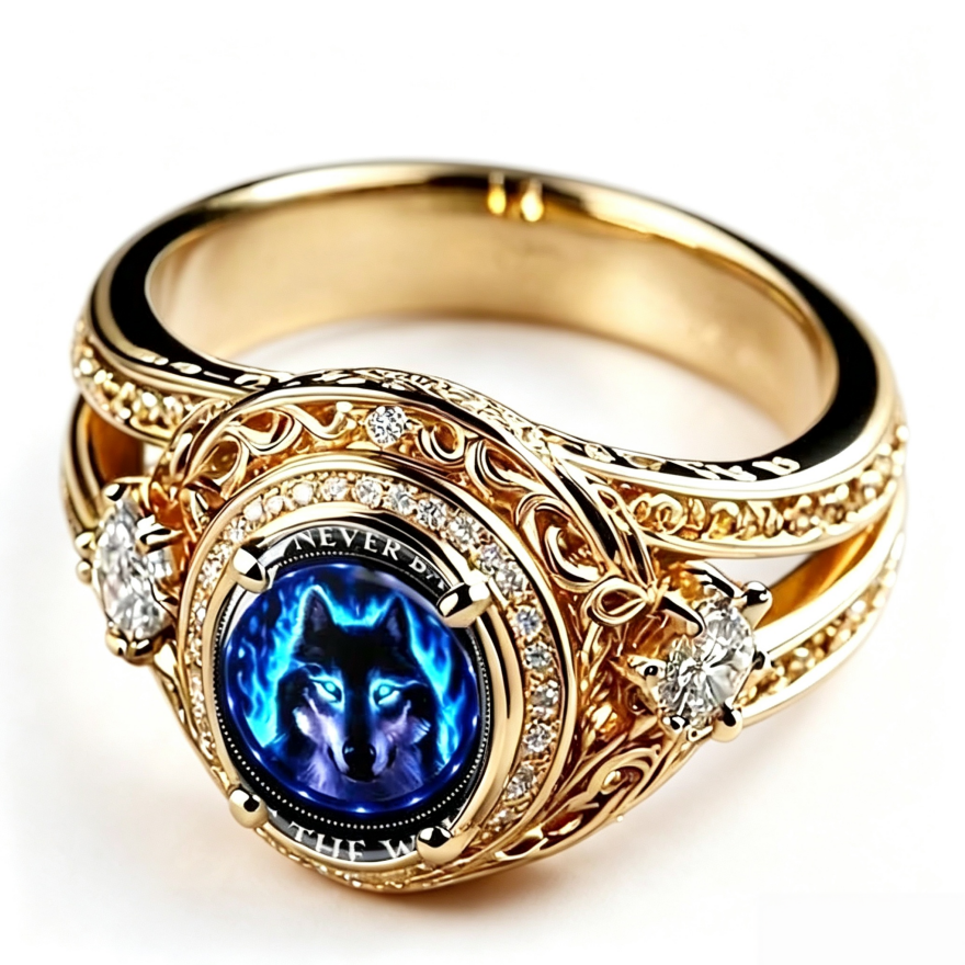 Vintage Wolf‑Head Inlay Paved Diamond S925 Sterling Silver Men's Ring