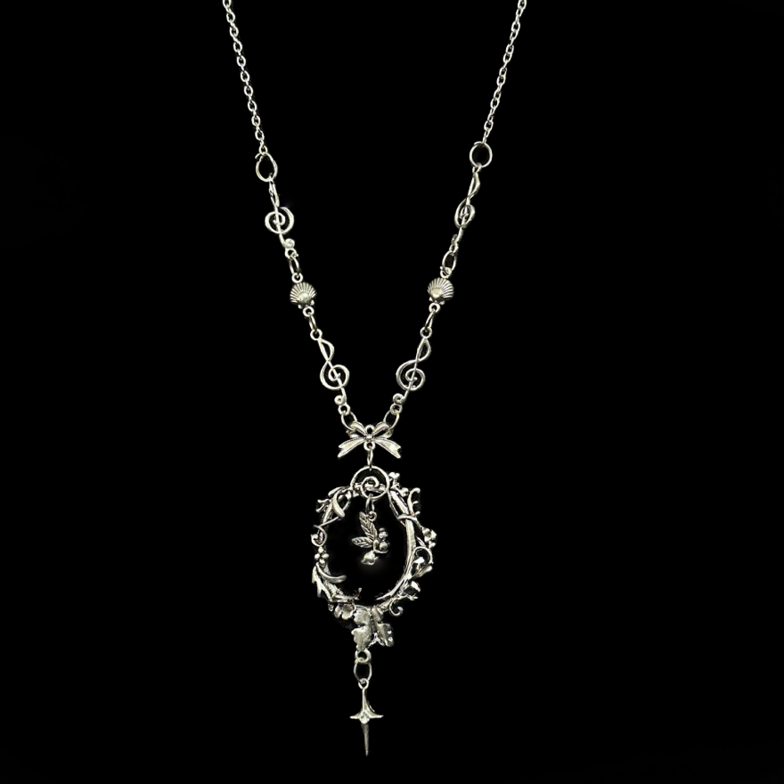 Vintage Antique Silver Long Pendant Necklace, 3 Styles Available, Gothic Necklace