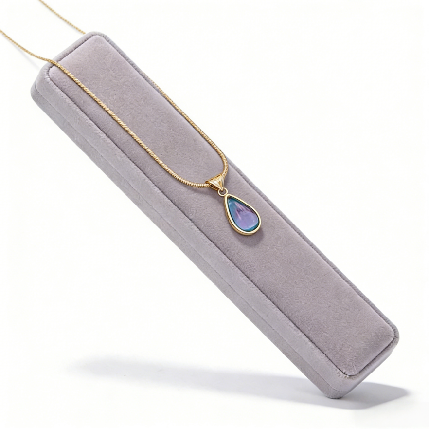 Teardrop Iridescent Gem Snake Chain Necklace (Cool & Gentle High-End Choker)